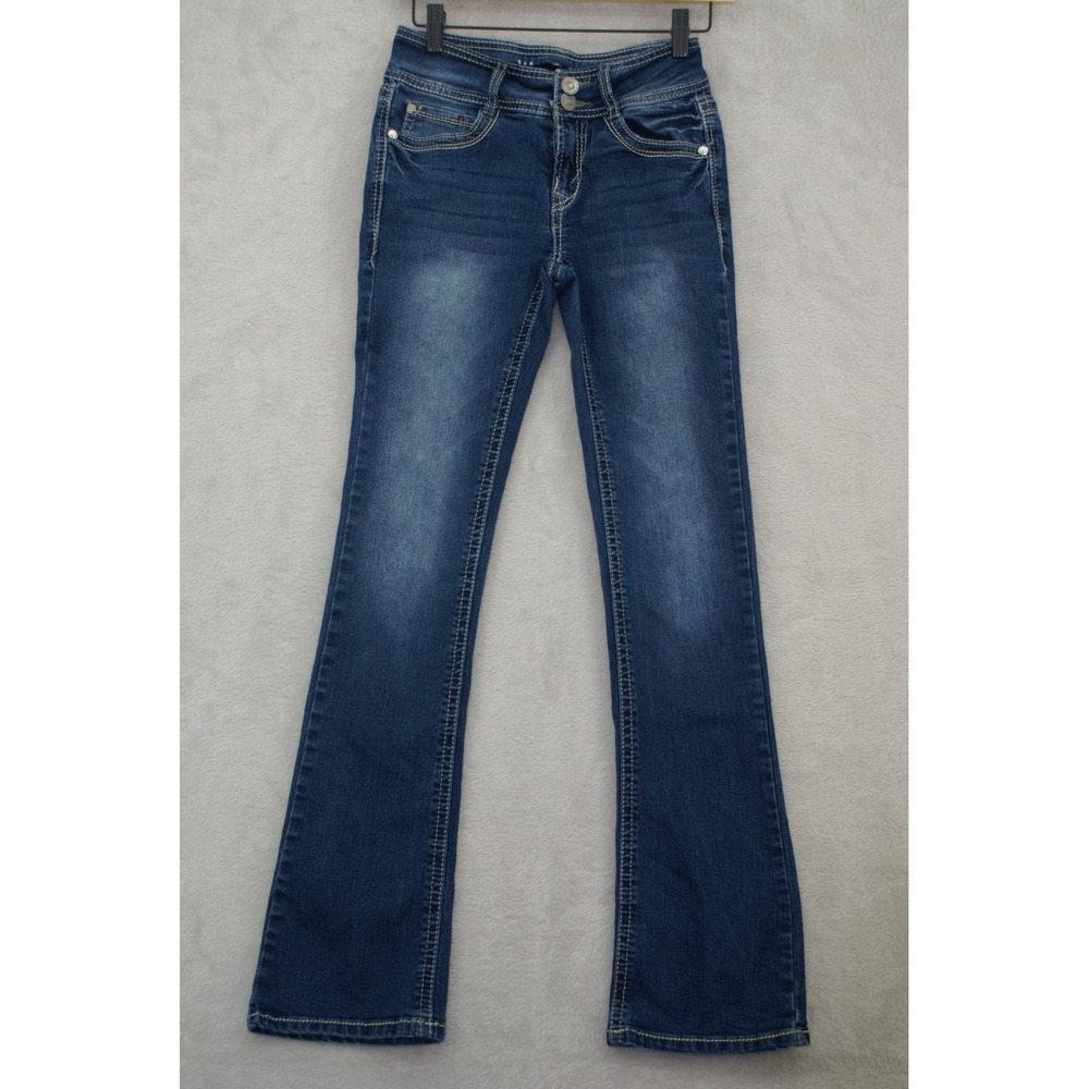 WallFlower Luscious Curvy Fit Bootcut Flare Y2K Jeans Embroidered Flap Pocket